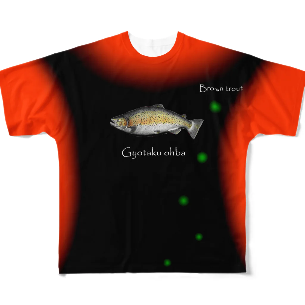 G-HERRINGのブラウントラウト（ Brown trout ）あらゆる生命たちへ感謝をささげます。 All-Over Print T-Shirt