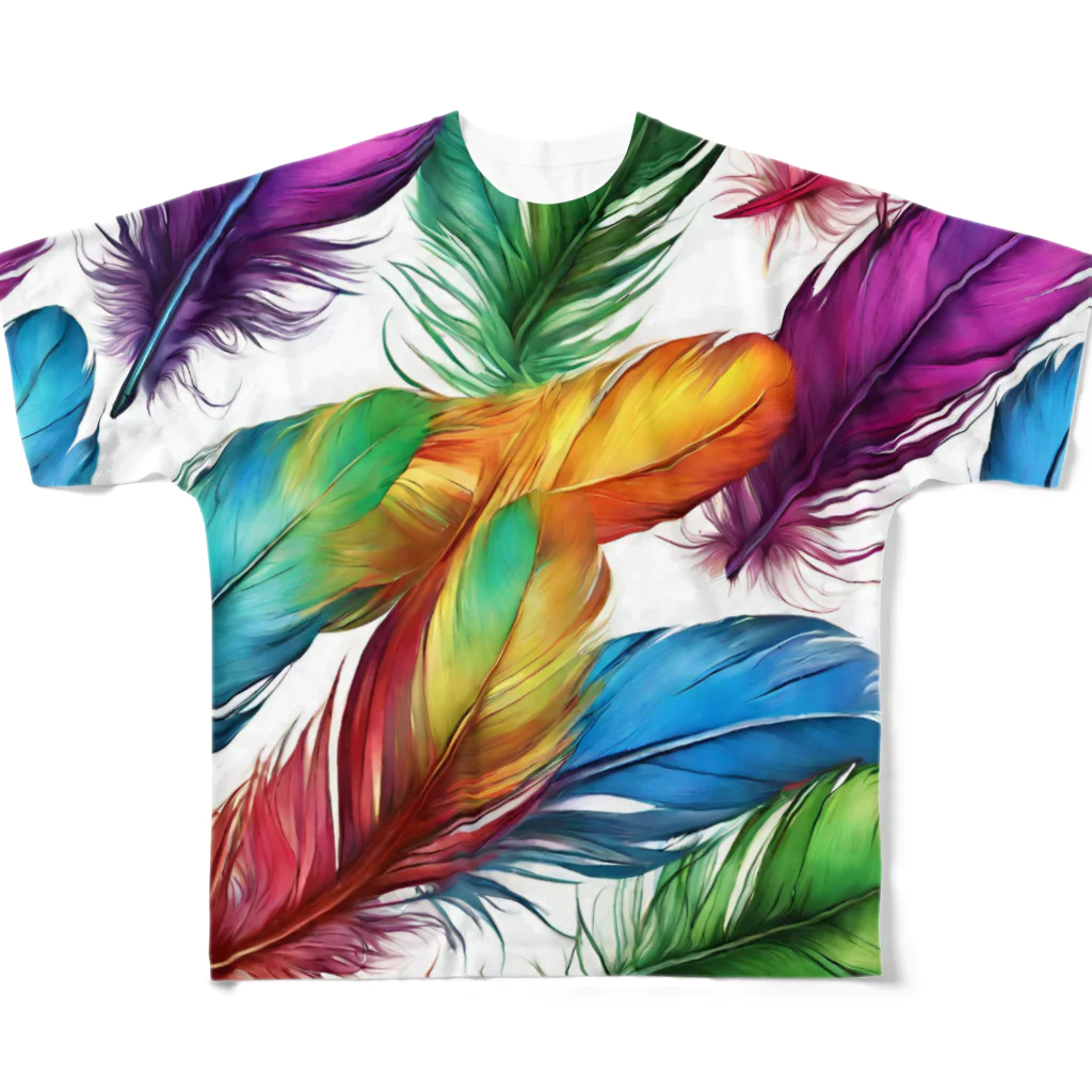 Tyapi_のビビットカラー 羽 All-Over Print T-Shirt