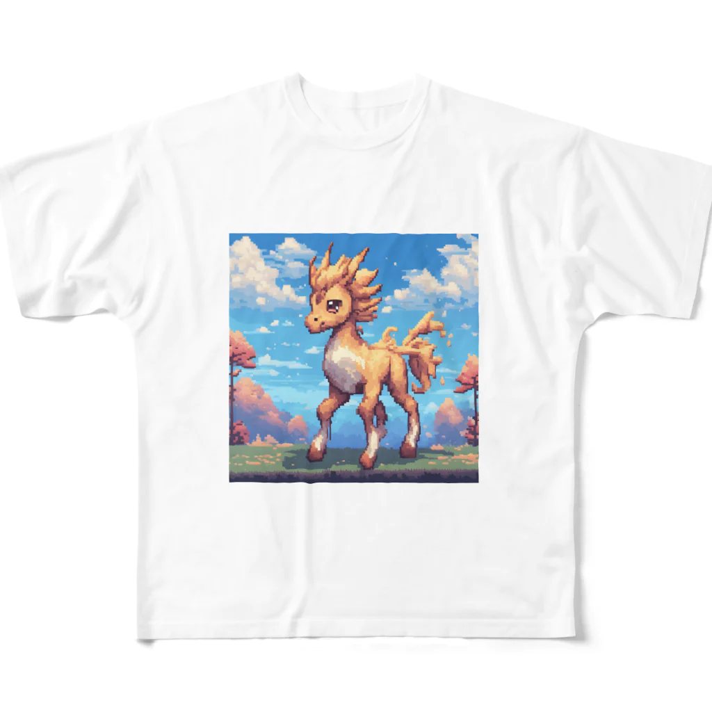 オカメインコのタロのドット絵の麒麟（キリン） フルグラフィックTシャツ