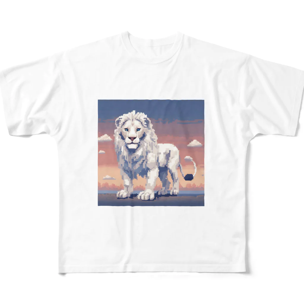 オカメインコのタロのドット絵のホワイトライオン フルグラフィックTシャツ