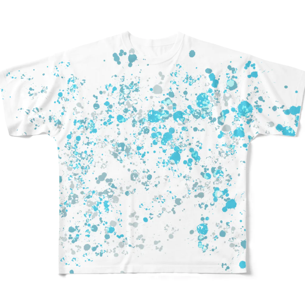 往路ふQろう Official Web Shop (SUZURI店)の水しぶき All-Over Print T-Shirt