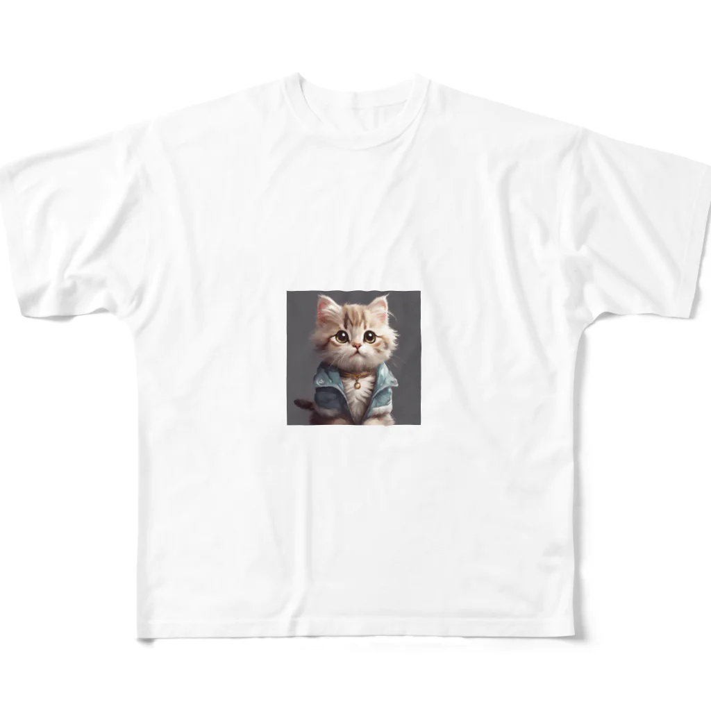 iceshoのかわいい猫のグッズ フルグラフィックTシャツ