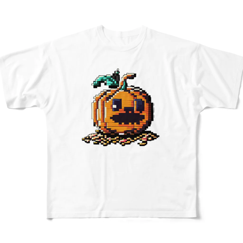 朱音琴音のドット絵のハロウィンかぼちゃのおばけ フルグラフィックTシャツ