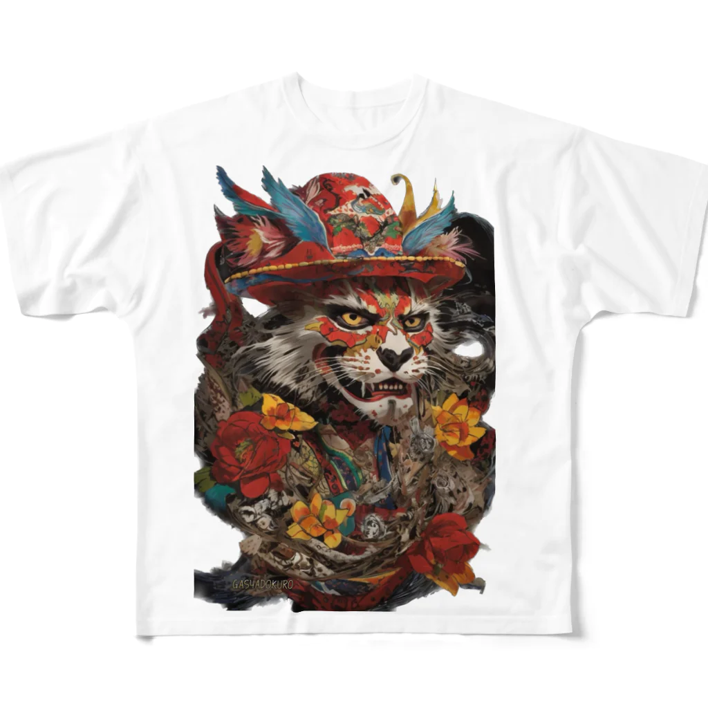 歌゛者髑髏-GASYADOKORO-のペインティングキャット All-Over Print T-Shirt