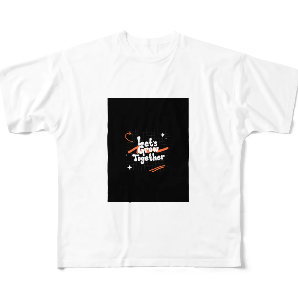 yusaki55maikingのアブストラクトタイポグラフィ Tシャツ フルグラフィックTシャツ