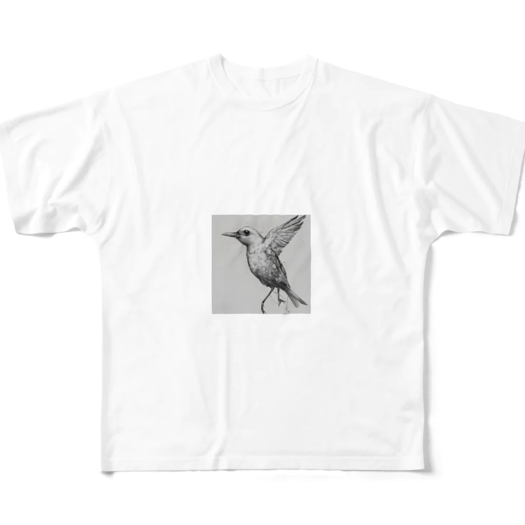 kezu-meの羽ばたく鳥 フルグラフィックTシャツ