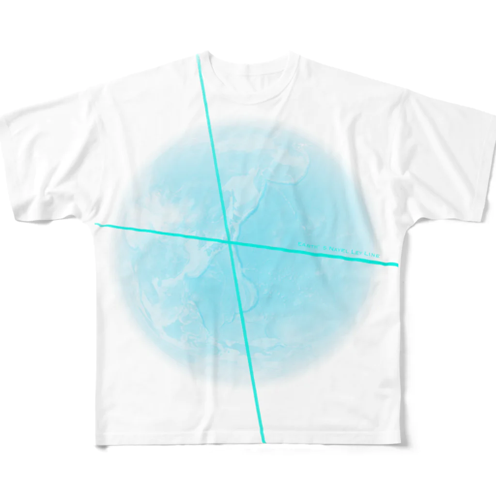 Earth’s Navel Ley LineのEarth's Navel Ley Line（Vivid blue） All-Over Print T-Shirt