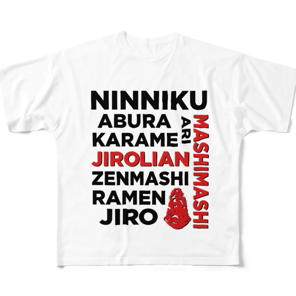 おもしろいTシャツ屋さんのJIROLIAN Jirolian ジロリアン ラーメン 二郎 All-Over Print T-Shirt