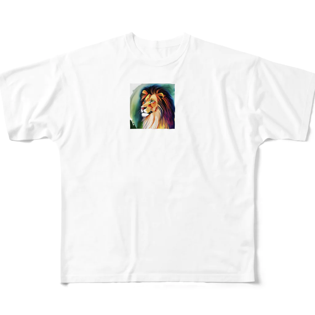 animals lovingのライオン水彩画4 All-Over Print T-Shirt