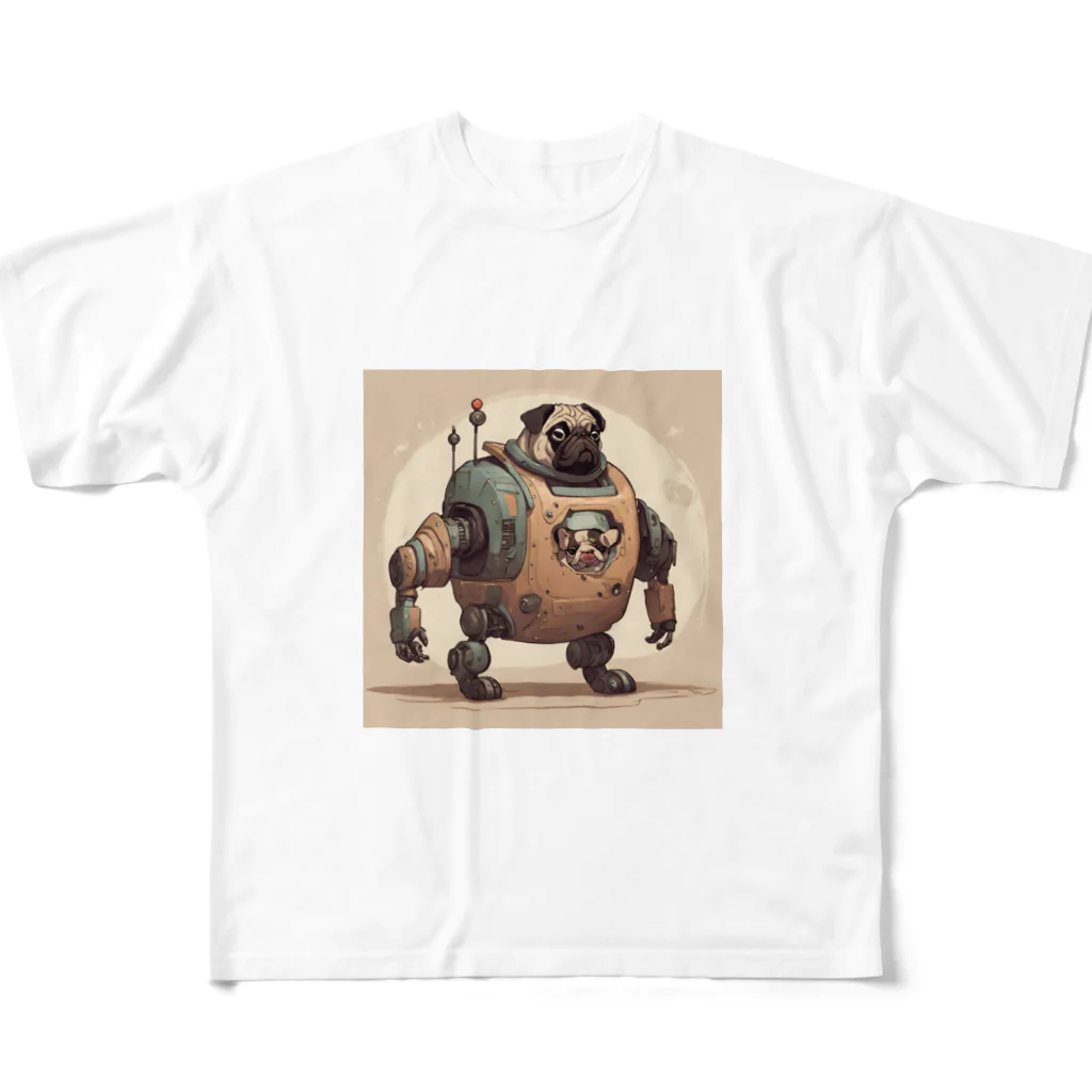 PUGおやじのロボパグ出動 All-Over Print T-Shirt