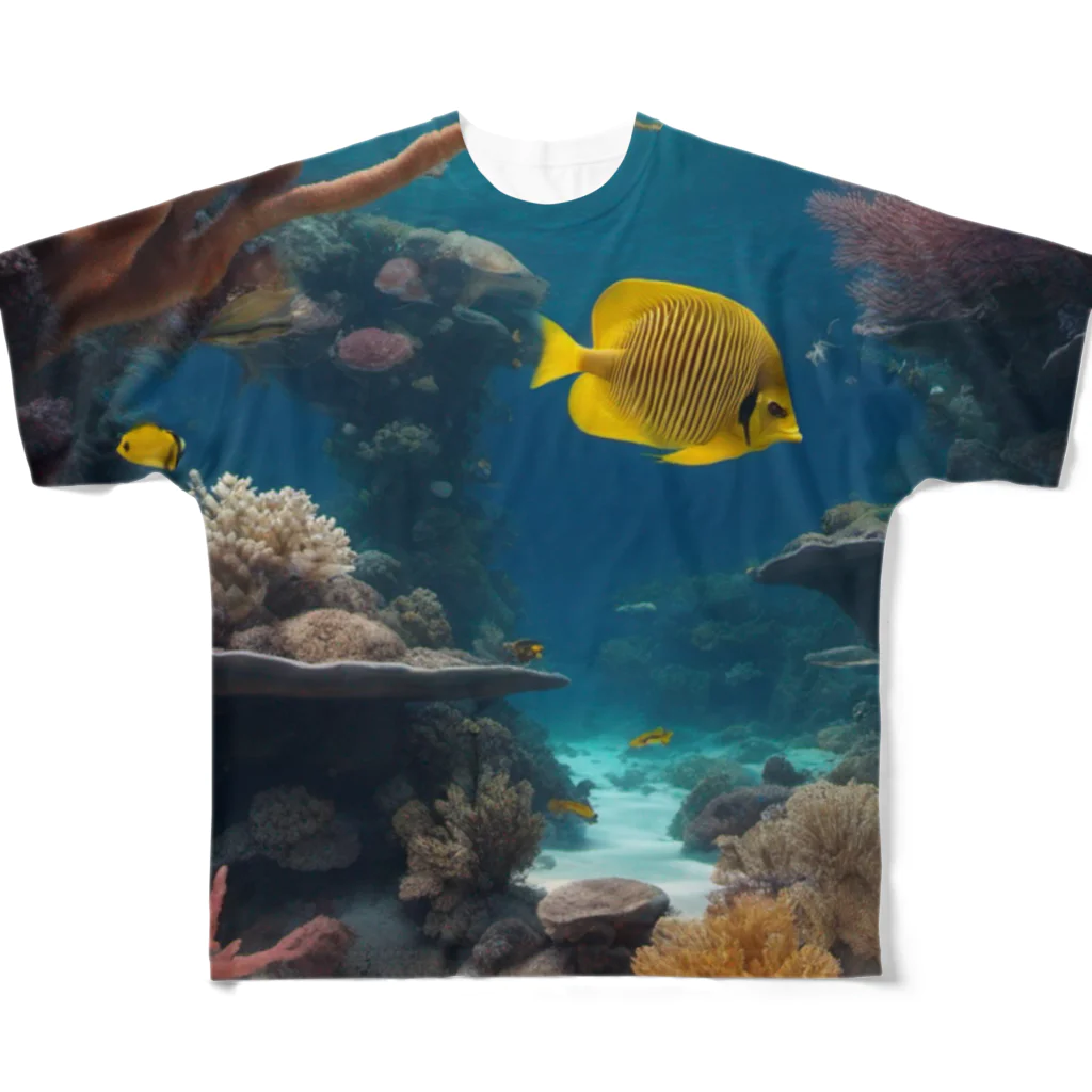 DapperMixの魚の楽園、海底の宝グッズ フルグラフィックTシャツ