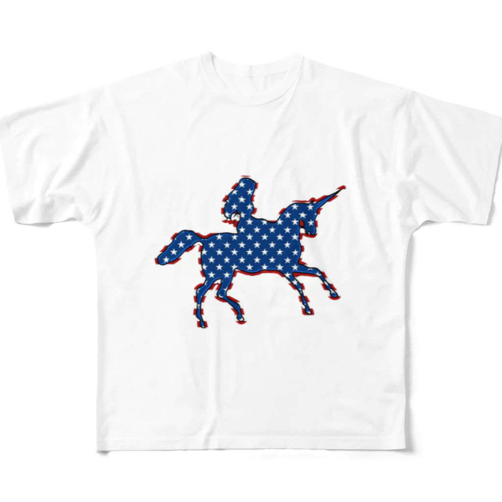 mumusのユニコーン　Flag of the United States All-Over Print T-Shirt