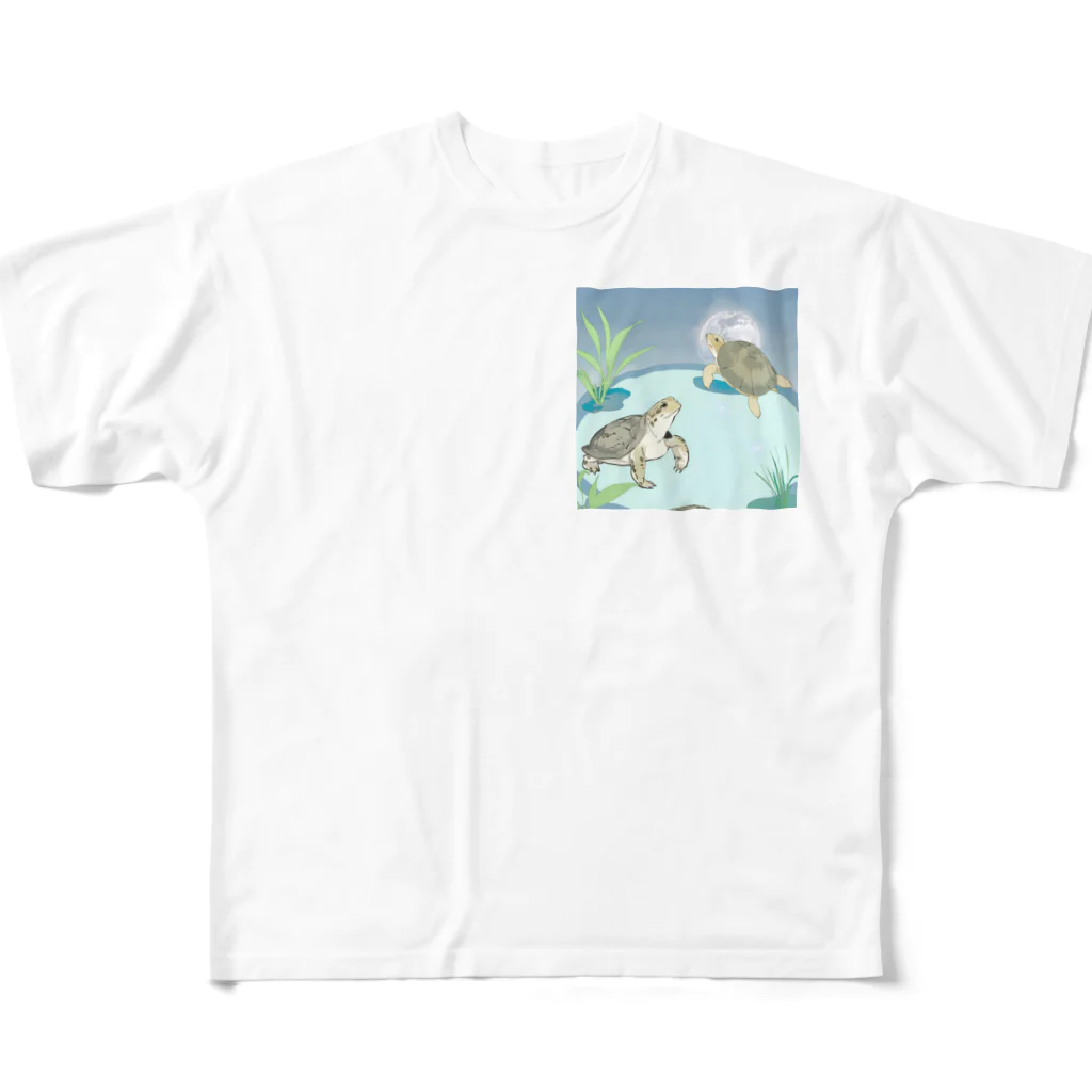 norizoouの月とスッポン フルグラフィックTシャツ