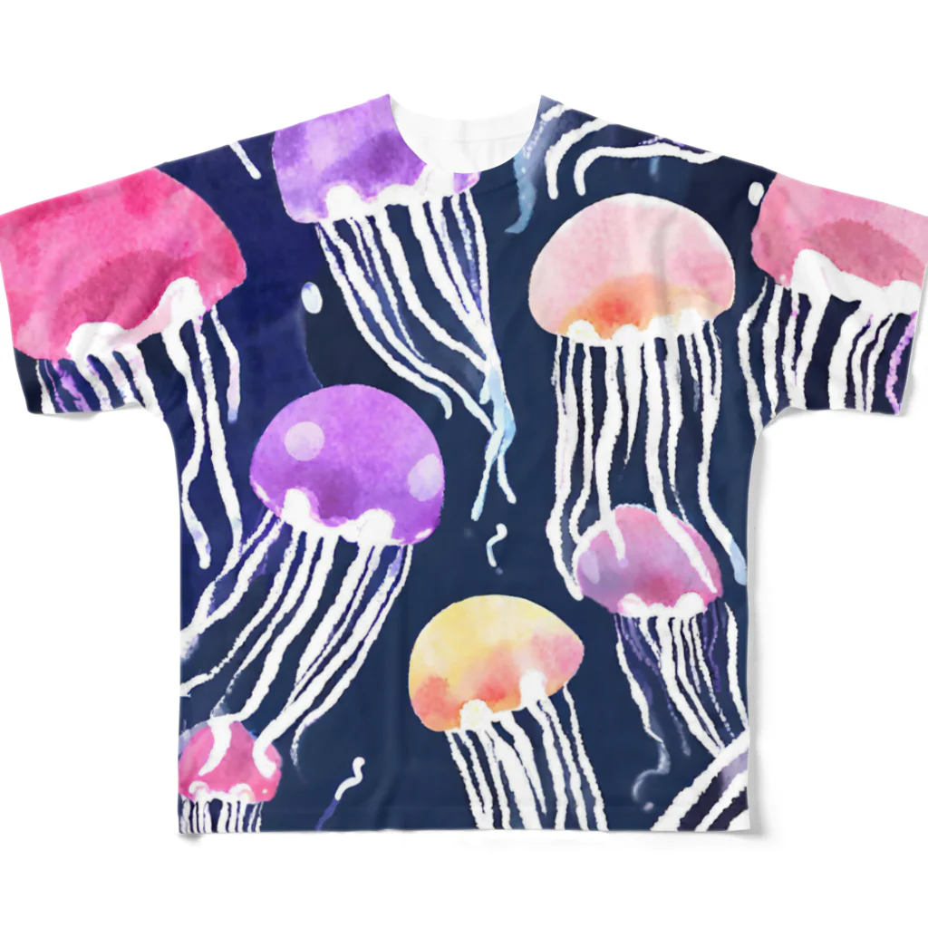 人生を笑いに変えるアートのクラゲのように無になろう All-Over Print T-Shirt