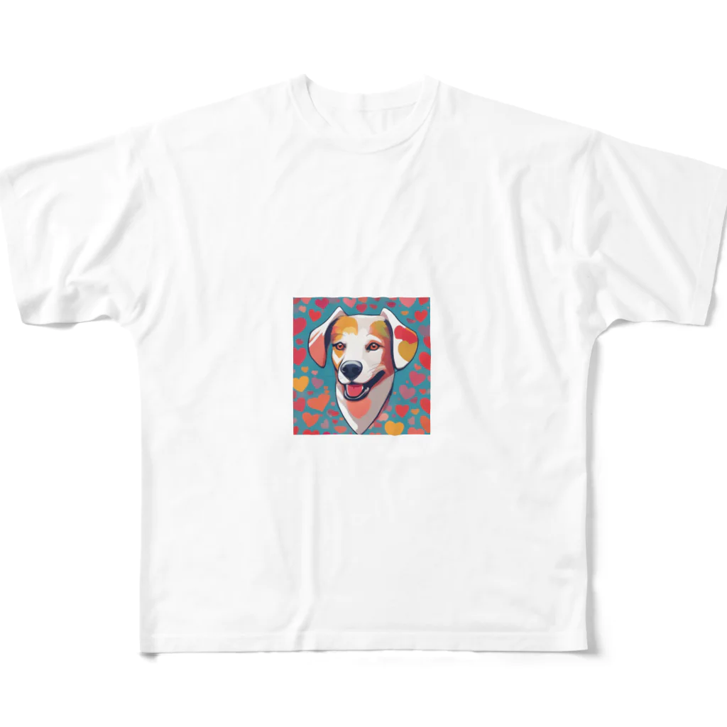 NYNANTのワンちゃん　ハート柄　 All-Over Print T-Shirt