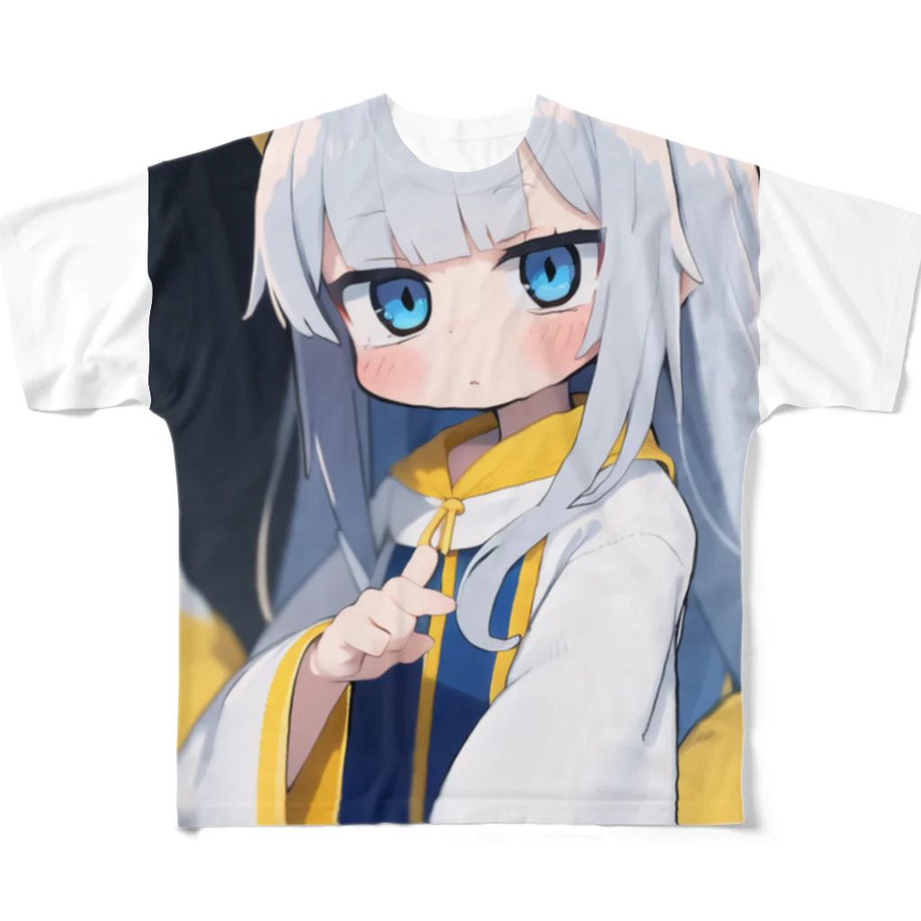 ケモ耳美少女キツネちゃん（AIart）の魅惑的なキツネ姿の美女 フルグラフィックTシャツ