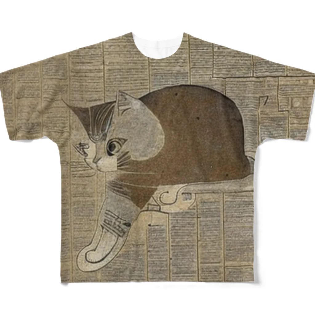 猫猫猫の古文書　猫 フルグラフィックTシャツ