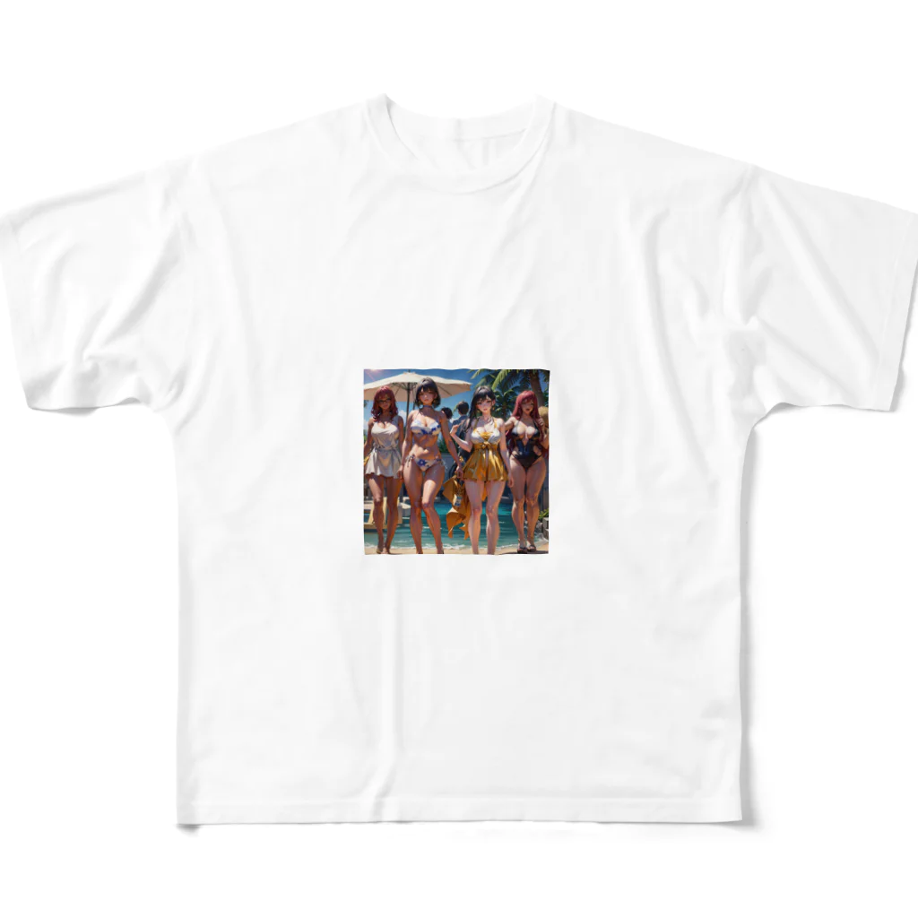 ki1962の浜辺で撮った仲の良い4姉妹のプレミアムグッズ All-Over Print T-Shirt