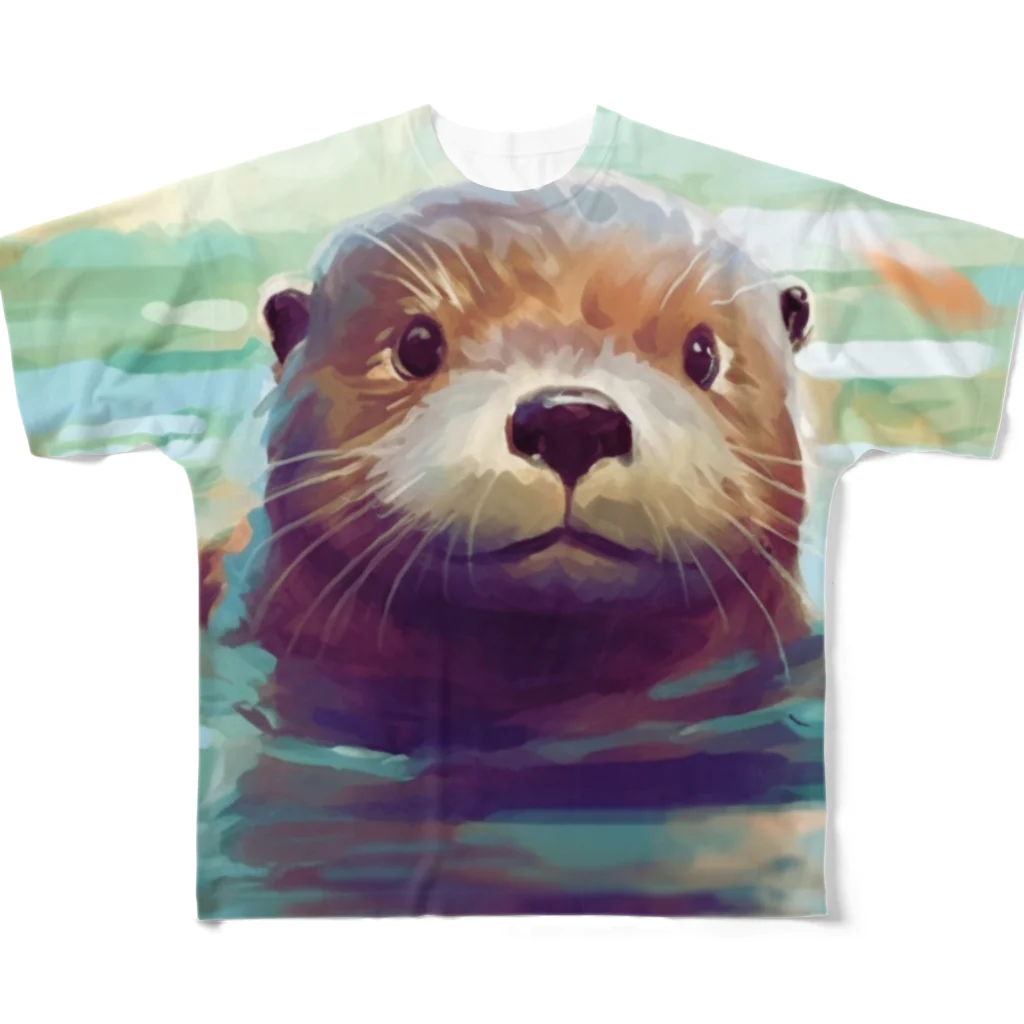 いらすとグッズのカワウソ フルグラフィックTシャツ