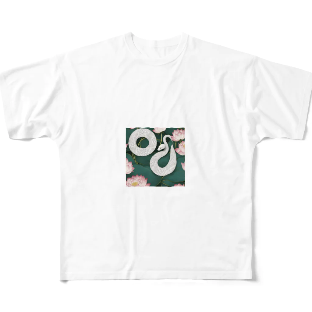 ToToMoの【金運上昇】幸運の白蛇 All-Over Print T-Shirt