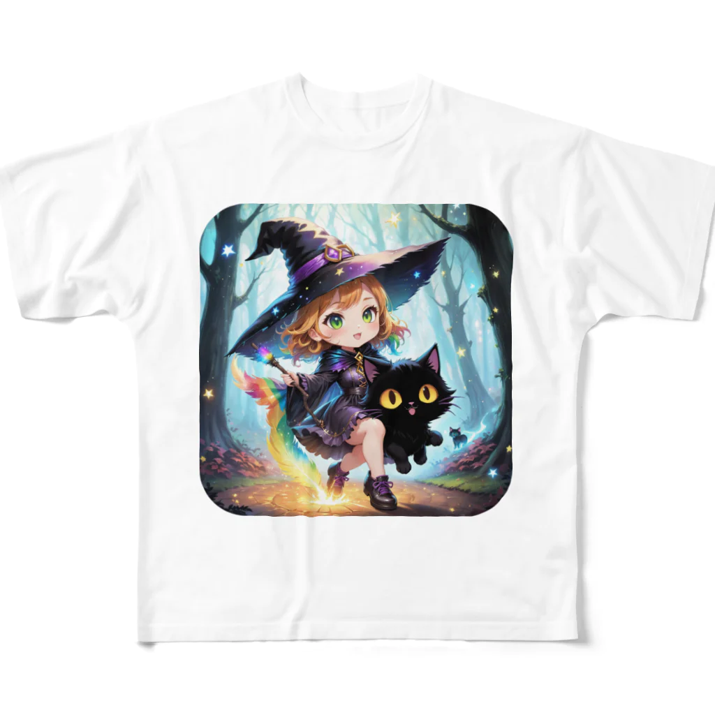 NexDreamの妖精のハロウィンフェス（魔女） フルグラフィックTシャツ