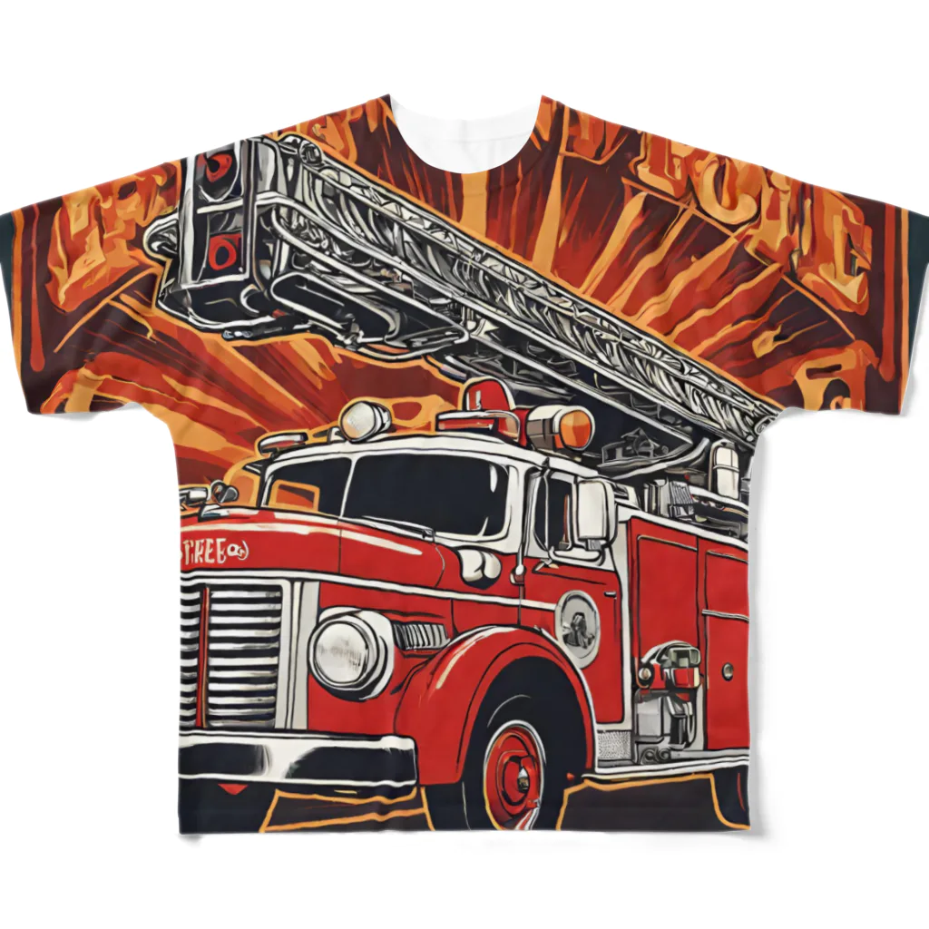 ビッグスマイルライフのレトロはしご車 All-Over Print T-Shirt