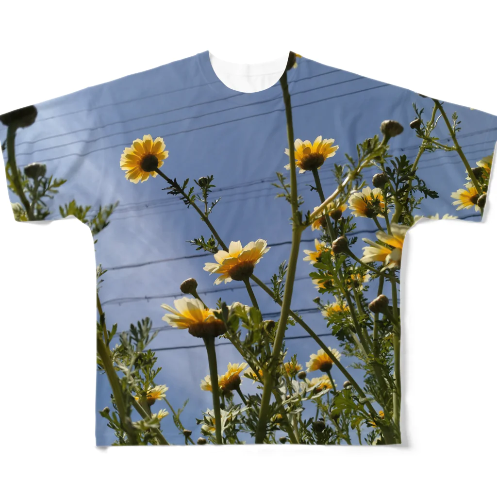 MMの黄色い春菊の花 フルグラフィックTシャツ