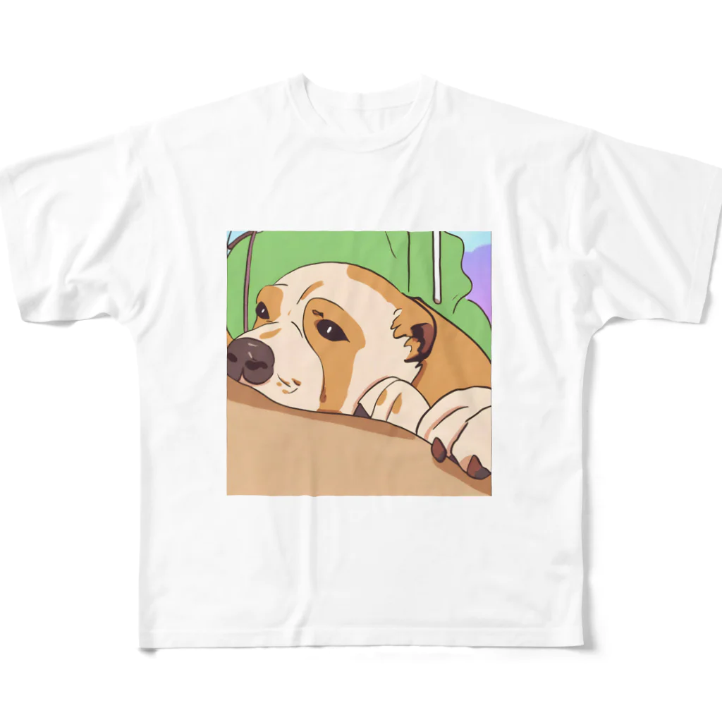 やる気のない犬のやる気のない犬 フルグラフィックTシャツ