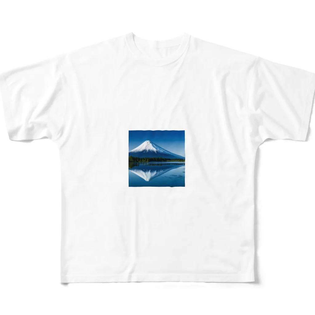 YASU1の湖に反射する富士山 フルグラフィックTシャツ