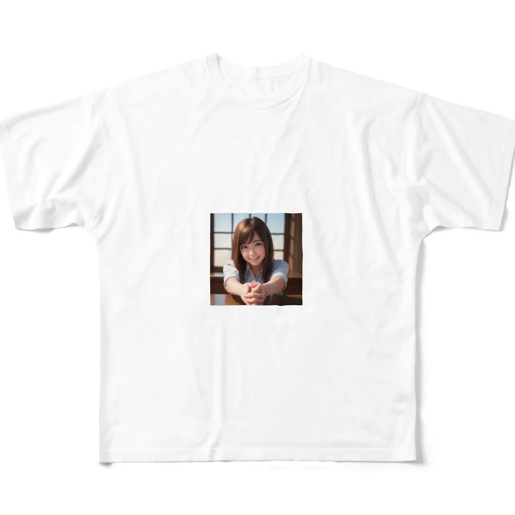 Makoto_Kawano Designの可愛い握手を求める女の子 All-Over Print T-Shirt