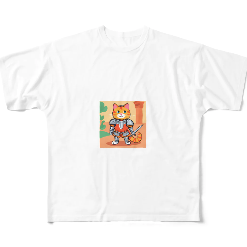 人生Storeの勇者猫 フルグラフィックTシャツ