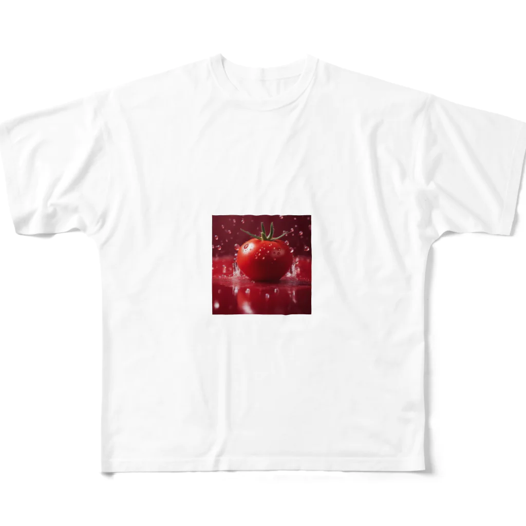 hide-web-shopのとまと フルグラフィックTシャツ