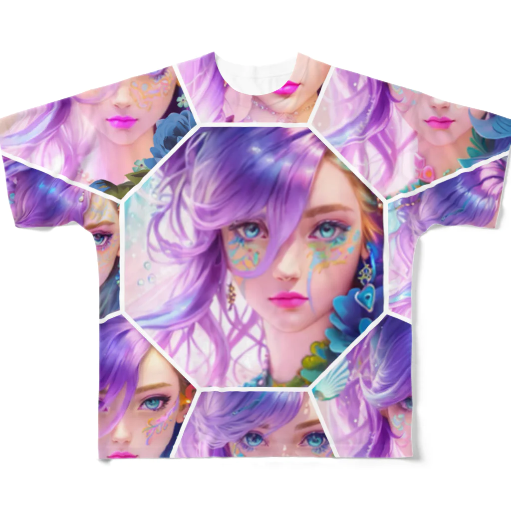 💖宇宙整体♪🌈♪こころからだチャンネル♪💖のuniversal mermaid Sally All-Over Print T-Shirt