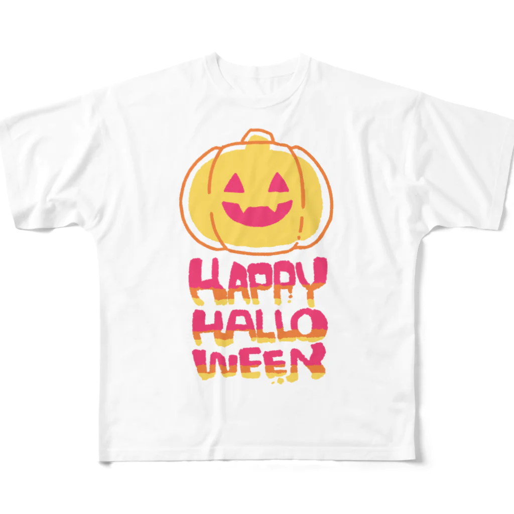 cocorobaのHAPPY HALLOWEEN 풀그래픽 티셔츠