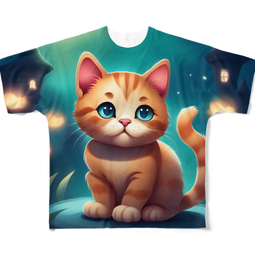 春乃遊羽アイディアイラストショップの可愛い猫のイラスト All-Over Print T-Shirt