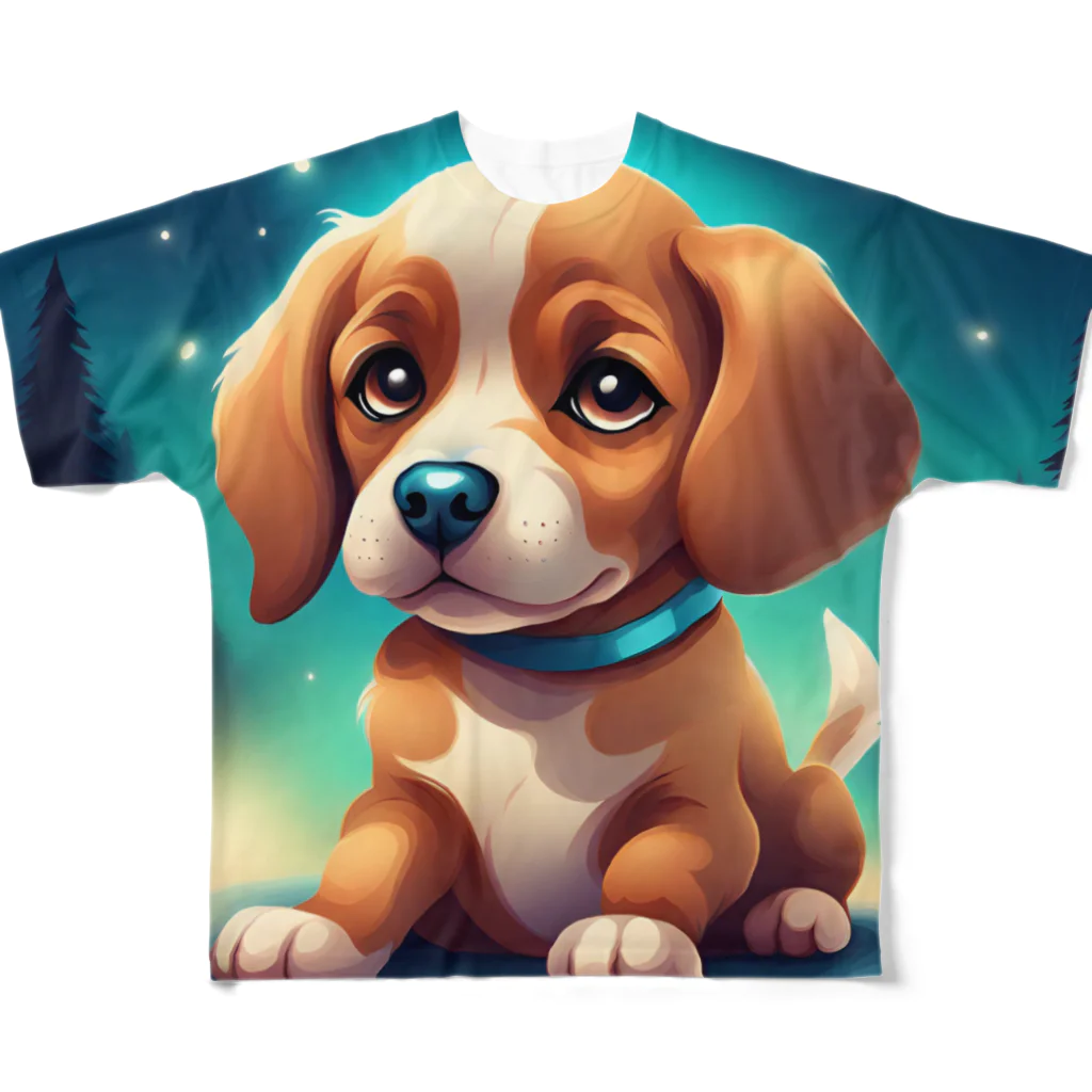 春乃遊羽アイディアイラストショップの可愛い犬のイラスト フルグラフィックTシャツ