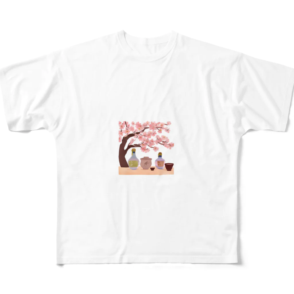 無類の酒好きの桜の下で花見酒 All-Over Print T-Shirt