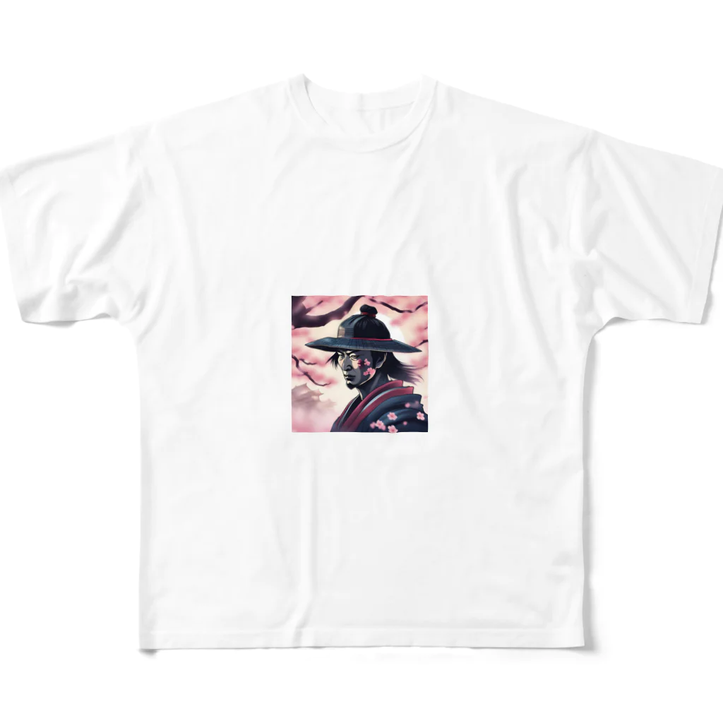 samurai-isの桜とサムライ フルグラフィックTシャツ