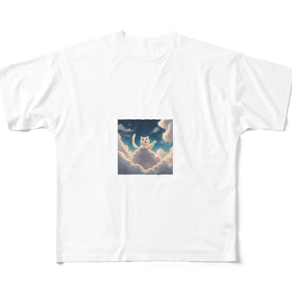 samurai-isの天に昇る猫 フルグラフィックTシャツ