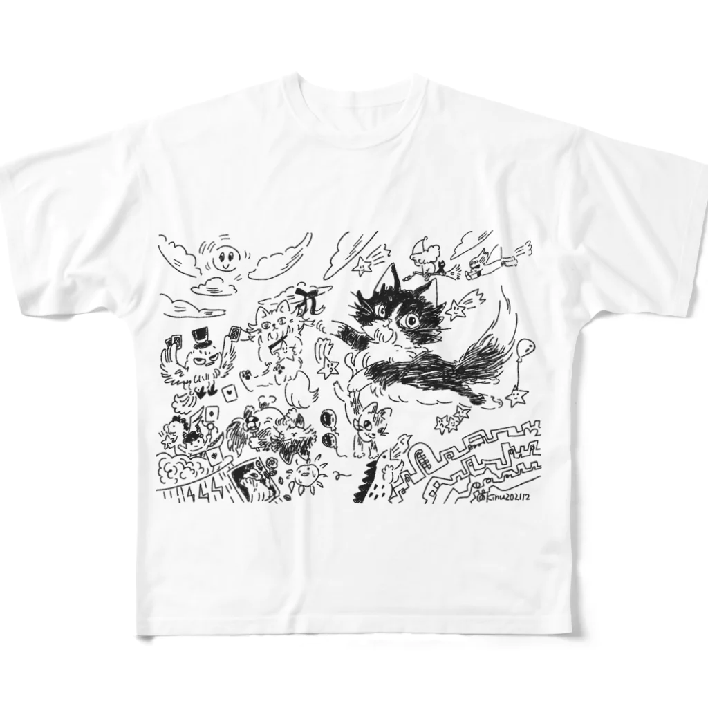 猫のきぬくんのお店の不思議な夜に All-Over Print T-Shirt