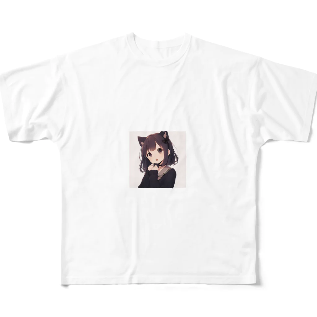 Droショップの猫耳っ娘 フルグラフィックTシャツ