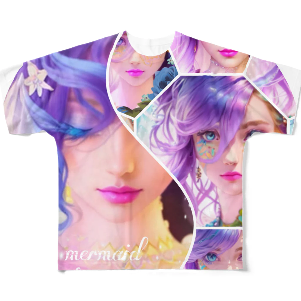 💖宇宙整体♪🌈♪こころからだチャンネル♪💖のhealing mermaid LARA陰陽バランス All-Over Print T-Shirt