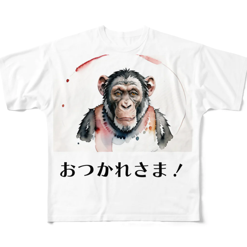 ようこそ　taitaitaro shop へのおつかれチンパンジー All-Over Print T-Shirt