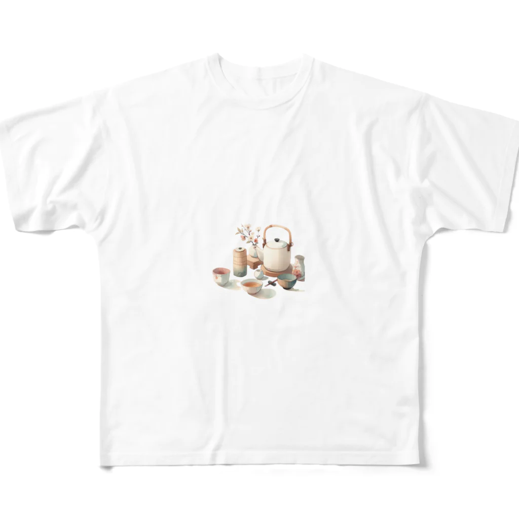 tsuncoの和風な茶器のミニマルデザイン All-Over Print T-Shirt