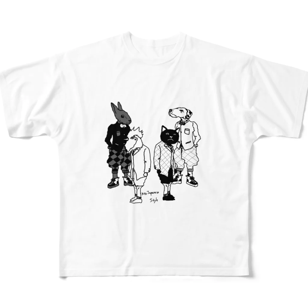 NEOJAPANESESTYLE                               のanimals All-Over Print T-Shirt