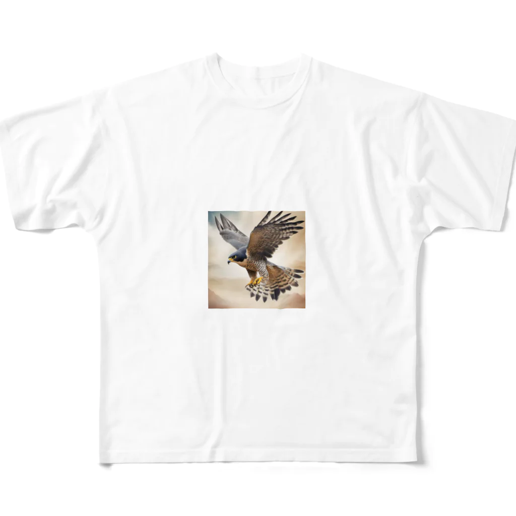 千裕アトリエ（いつもありがとう）のカラカラ (Peregrine Falcon) フルグラフィックTシャツ