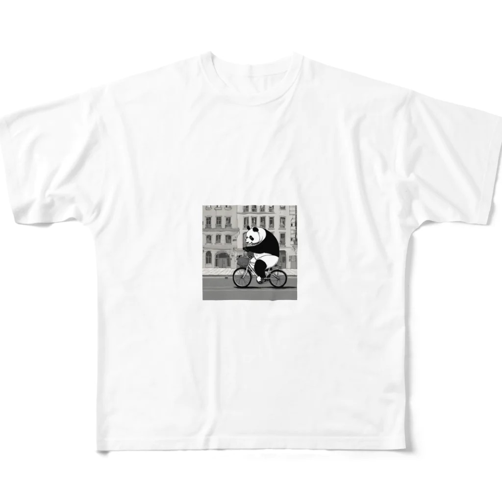 アーミタイのかわいいパンダのイラストグッズ フルグラフィックTシャツ