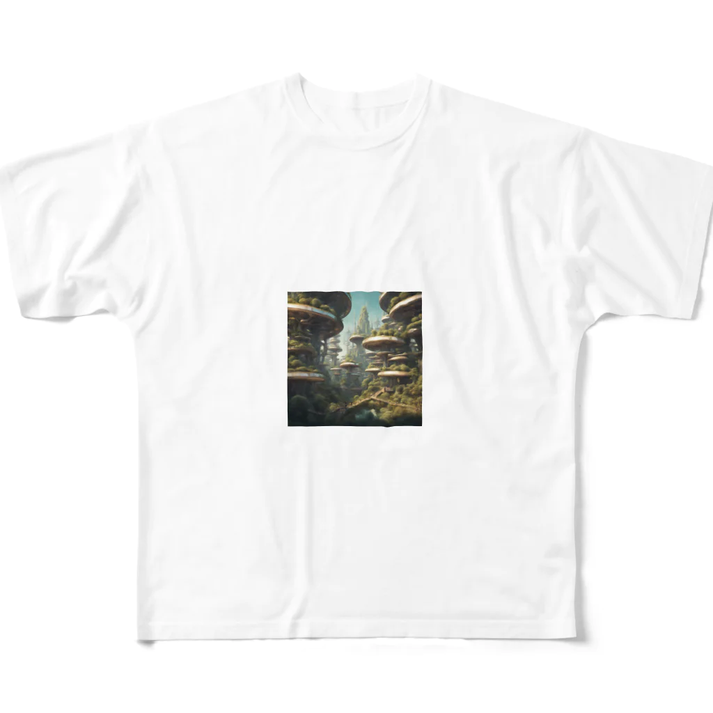アーミタイの景色がきれいな町のイラストグッズ All-Over Print T-Shirt