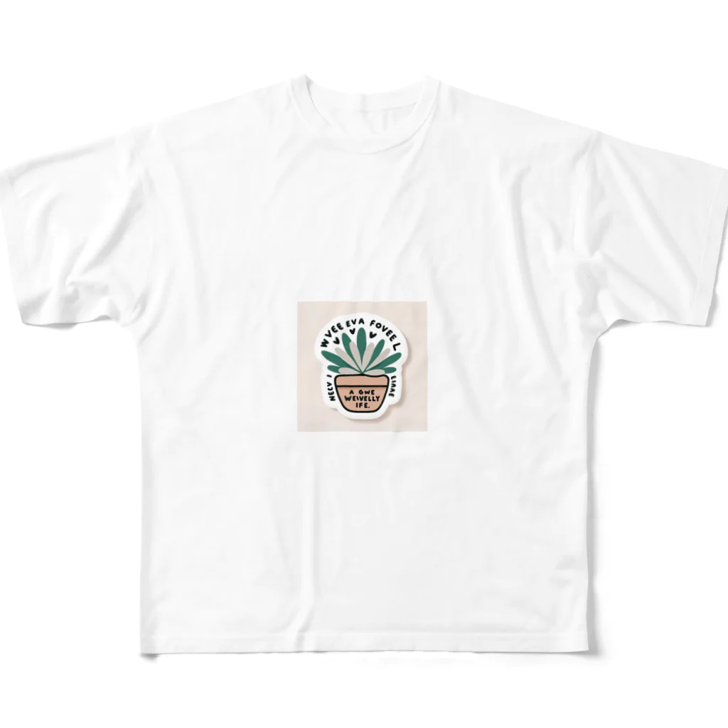 yusaki55maikingのミニマリストサキュレント フルグラフィックTシャツ