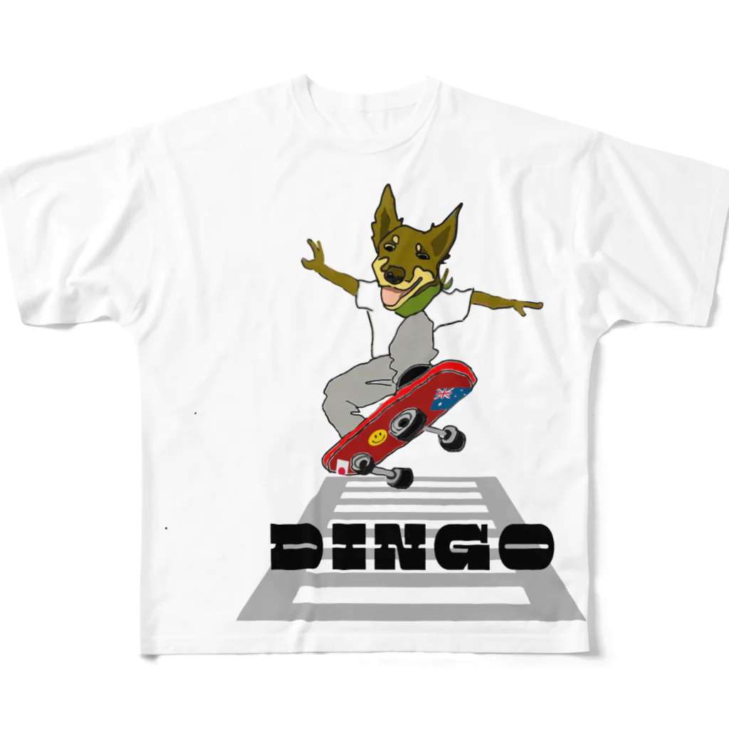 ikurama のDingo君スケボー挑戦！ All-Over Print T-Shirt